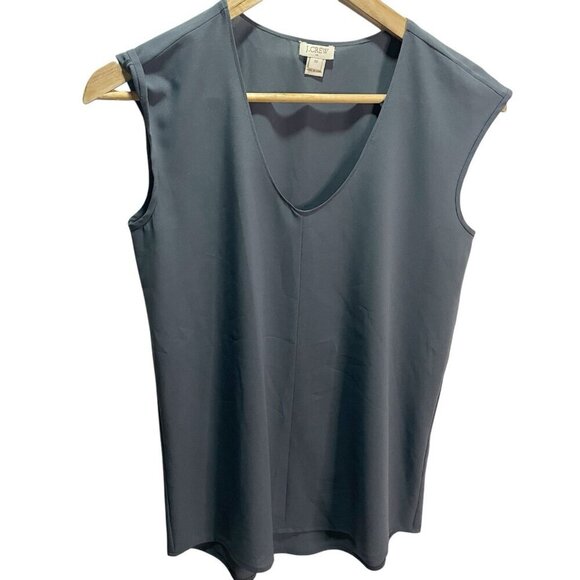 J.Crew Gray Sleeveless Blouse 00 Flowy Sheer Career - Picture 1 of 4